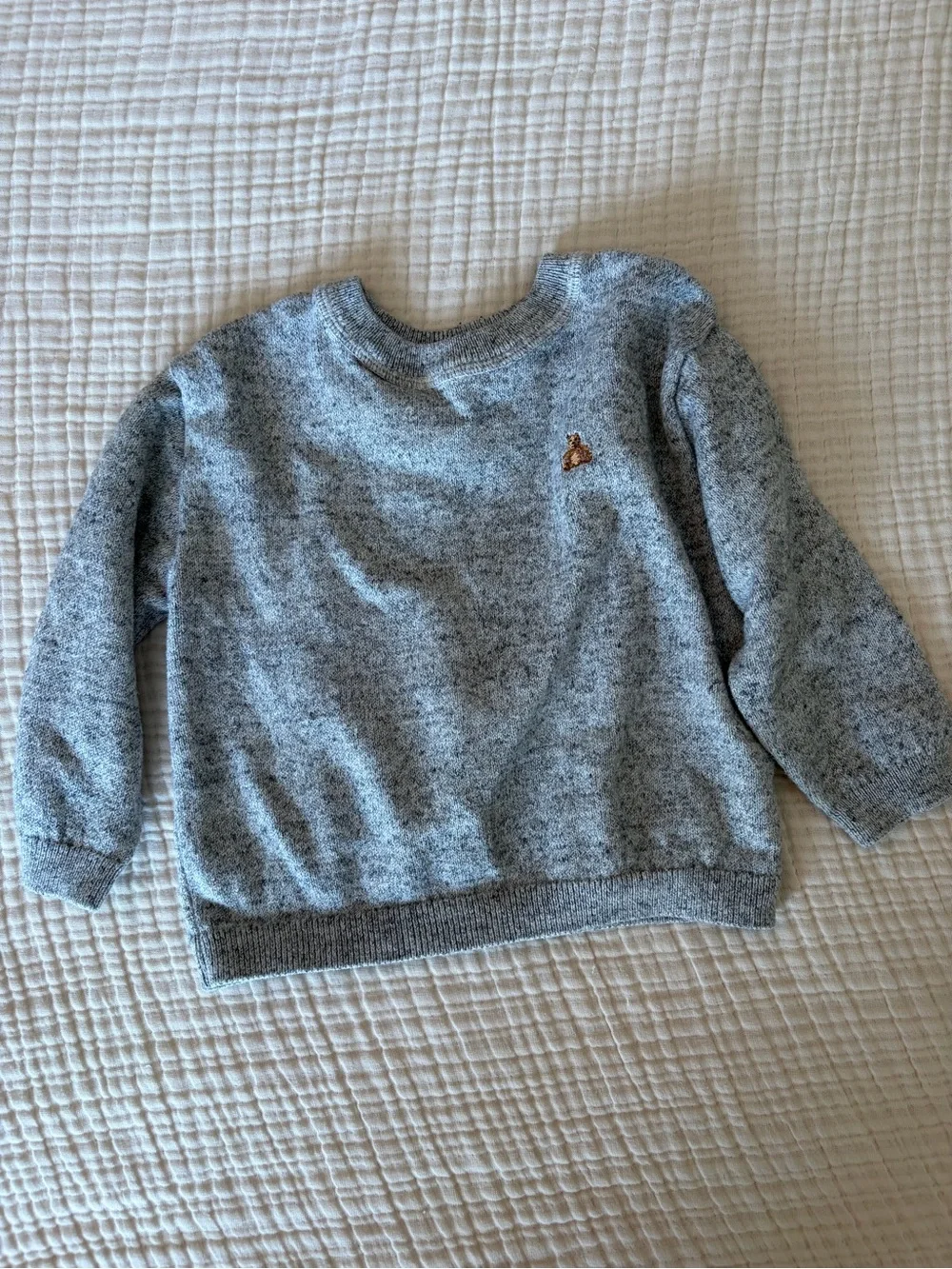 GAP Kids Heather Gray Sweatshirt with Small Bear Patch - Gray